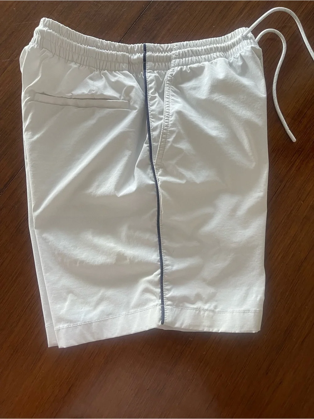 Vtg JCrew Men's White Swim Trunks with Side Stripe